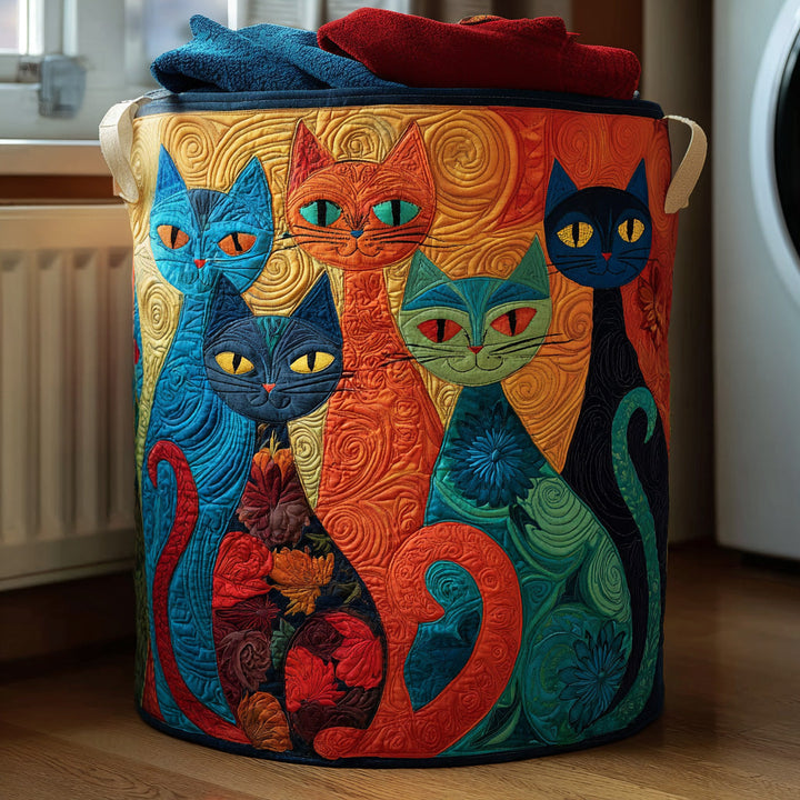 Quilted Cat Basket | Handmade Laundry Basket