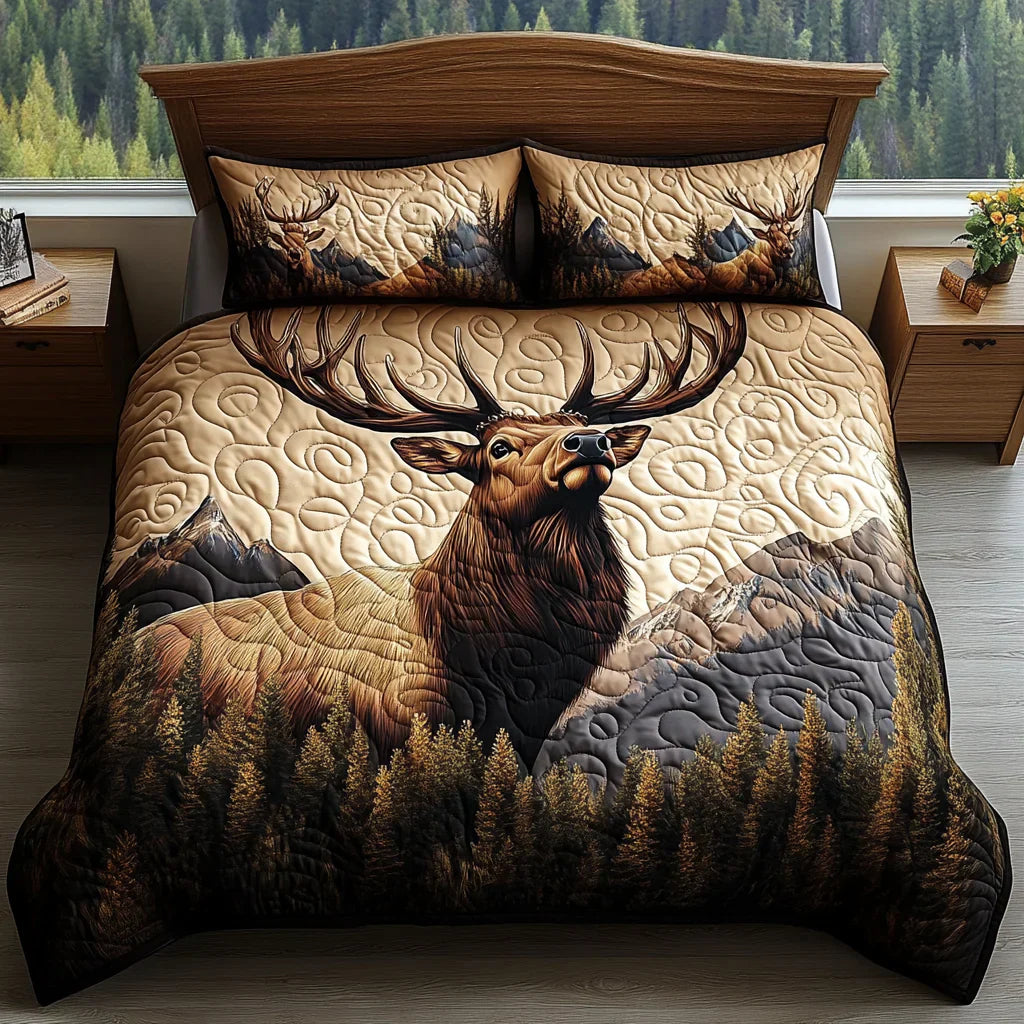 3-Piece Quilted Bedspread Set - Forest Animals