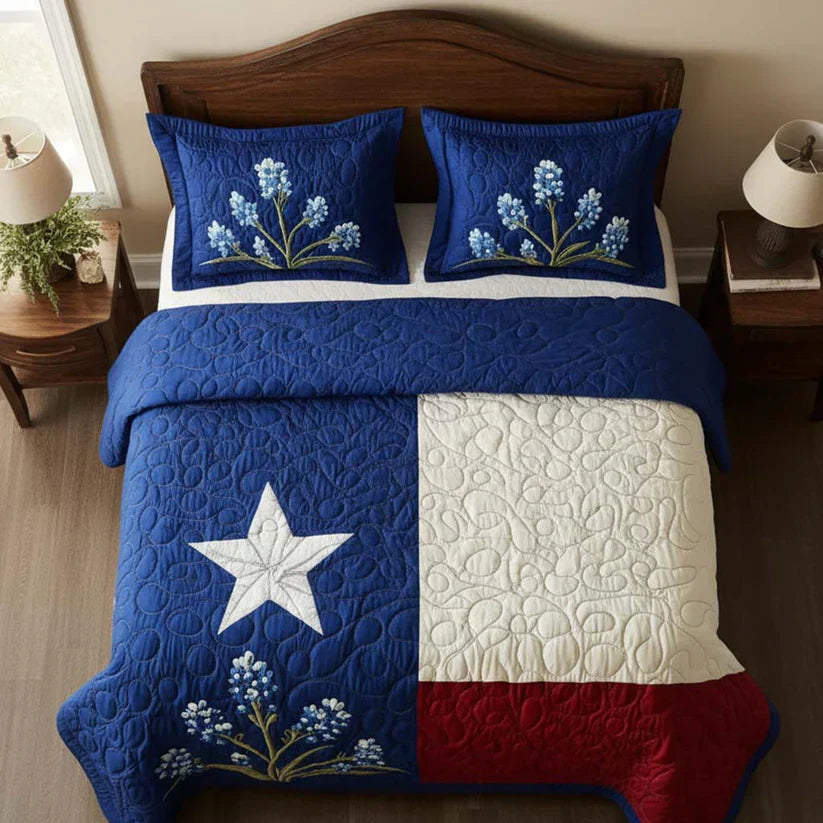 3-Piece Quilted Bedspread Set - Texas Pride